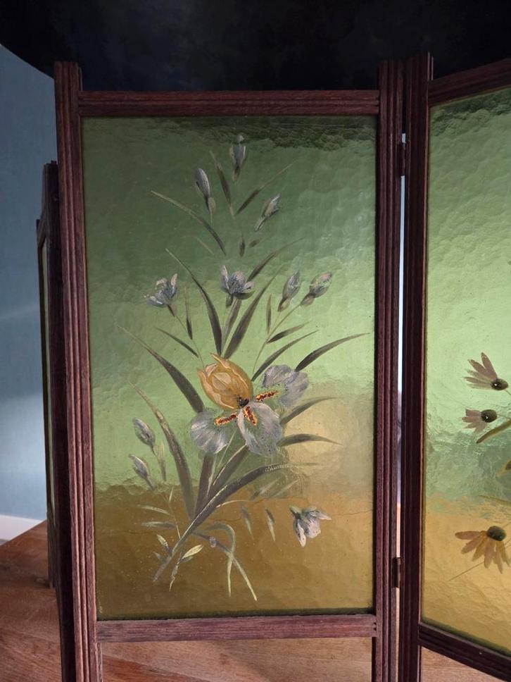 Vintage Tafelscherm / Haardscherm met Bloemen, Huis en Inrichting, Woonaccessoires | Kamerschermen, Gebruikt, Ophalen of Verzenden