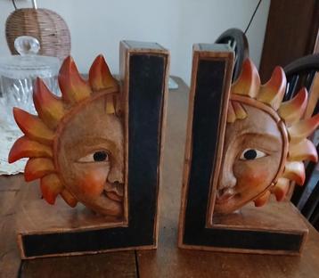 Boekensteunen massief hout Zon jaren 30-40 beschikbaar voor biedingen