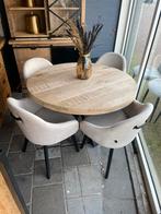 Ronde mango tafel inclusief 4 UrbanSofa stoelen! AANBIEDING, Nieuw, Ophalen of Verzenden