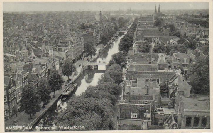 N190 Amsterdam Panorama Westertoren 1936 gelopen, Verzamelen, Ansichtkaarten | Nederland, Gelopen, Noord-Holland, 1920 tot 1940