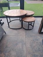 3 delig set salontafel mango hout, Rond, Zo goed als nieuw, Minder dan 50 cm, 50 tot 100 cm