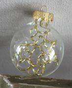 kunststof kerstbal transarant met goude glitter decoratie, Diversen, Ophalen of Verzenden, Gebruikt