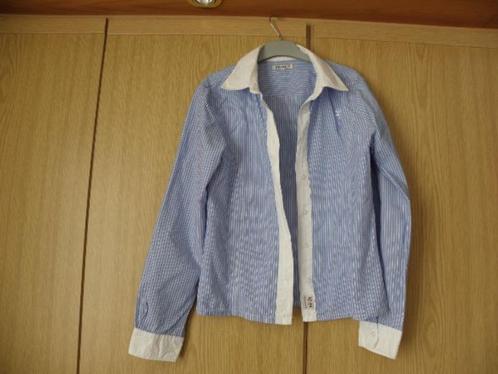 Blauw katoen gestreepte college blouse LT 01 158 prima staat, Kinderen en Baby's, Kinderkleding | Maat 158, Gebruikt, Jongen, Overhemd of Blouse