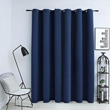 Gordijn verduisterend met metalen ringen 290x245cm blauw €50 beschikbaar voor biedingen