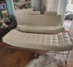 Leolux bank Volare, met hocker beige leer. Design bank., Huis en Inrichting, Banken | Sofa's en Chaises Longues, 150 tot 200 cm
