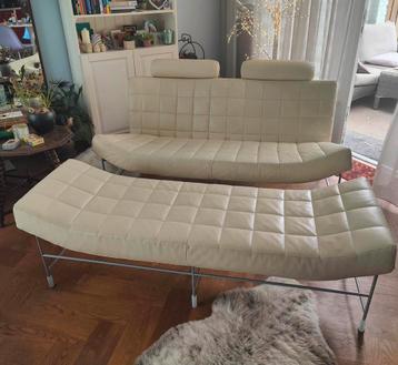 Leolux bank Volare, met hocker beige leer. Design bank. beschikbaar voor biedingen