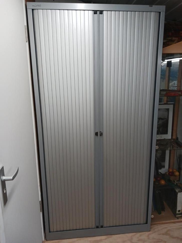 Hoge roldeurkast archiefkast brandkast grijs, Huis en Inrichting, Kasten | Roldeurkasten en Archiefkasten, Gebruikt, 150 tot 200 cm