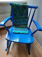 Klassieke oude houten schommelstoel, warm blauw, Huis en Inrichting, Stoelen, Ophalen, Gebruikt, Blauw, Klassiek