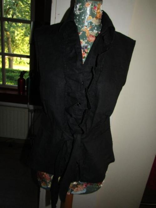 E440 VERSE mt 38 nieuw blouse roezel zwart mouwloos linnen, Kleding | Dames, Blouses en Tunieken, Nieuw, Maat 38/40 (M), Zwart