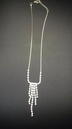 Ketting met Strassteentjes, Overige materialen, Ophalen of Verzenden, Zo goed als nieuw, Zilver
