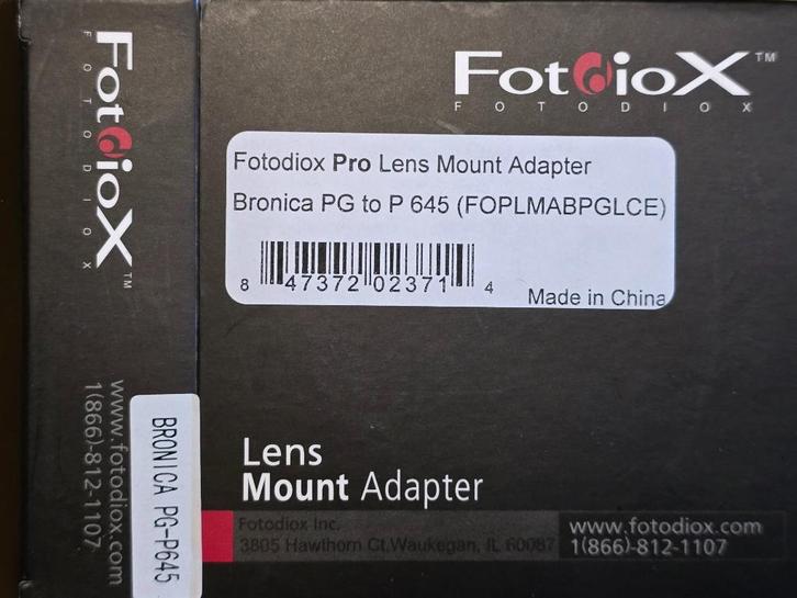 Fotodiox Pro Lens Mount Adapter Bronica PG to P645, Audio, Tv en Foto, Fotografie | Professionele apparatuur, Nieuw, Ophalen of Verzenden