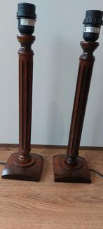Strakke  tafellampen hoog zuil model 2×, Ophalen of Verzenden, Hout, Minder dan 50 cm