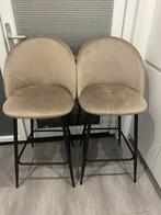 Barkrukken velvet, Huis en Inrichting, Barkrukken, 2 krukken, Ophalen of Verzenden, Zo goed als nieuw, 60 tot 90 cm