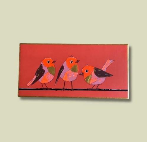 Handbeschilderd tegeltje 'Vogeltjes', Huis en Inrichting, Woonaccessoires | Overige, Nieuw, Ophalen of Verzenden