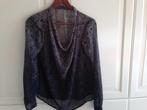 Blouse - blouson zwart met grijs maat 38 transparante stof, Maat 38/40 (M), Zwart, Ophalen of Verzenden, Zo goed als nieuw
