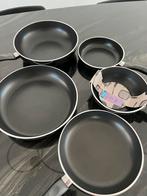 Nieuw: 5 steelpannen (waarvan 2 wok), Ophalen of Verzenden, Zo goed als nieuw, Rvs, Wok