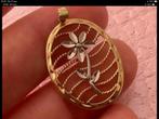 Prachtige vintage gouden kettinghanger hanger 14 k 585 goud, Ophalen of Verzenden, Zo goed als nieuw, Bloem of Plant, Goud