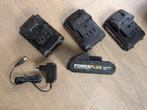 4 x 18v accu Powerplus  + oplader te koop, Ophalen of Verzenden, Gebruikt
