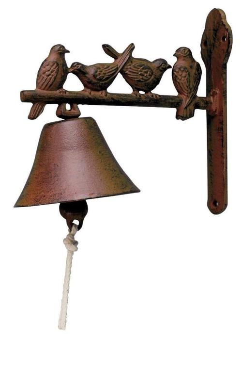 Gietijzeren deurbel vogels esschert design donkerbruin DB22, Tuin en Terras, Tuinwanddecoratie, Nieuw, Ophalen of Verzenden