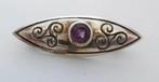 Oude zilveren broche met amethist (7246-3444), Ophalen, Zo goed als nieuw, Zilver, Zilver