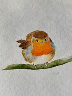 Aquarel roodborstje, Antiek en Kunst, Ophalen of Verzenden