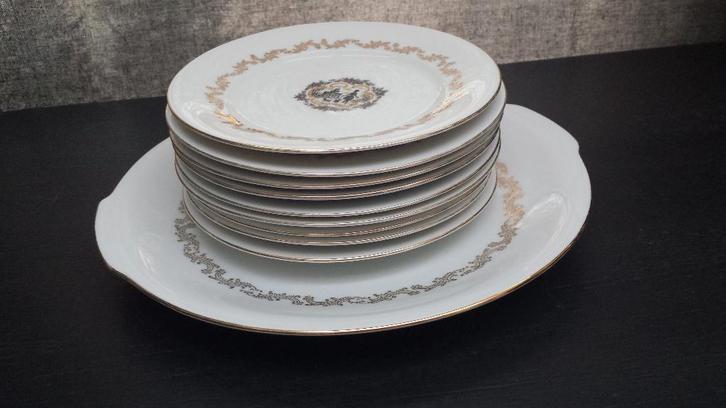 Compleet GEBAKSTEL 60th Afb. PARIJS <> Plateau en 9 Bordjes, Verzamelen, Retro, Huis en Inrichting, Ophalen of Verzenden