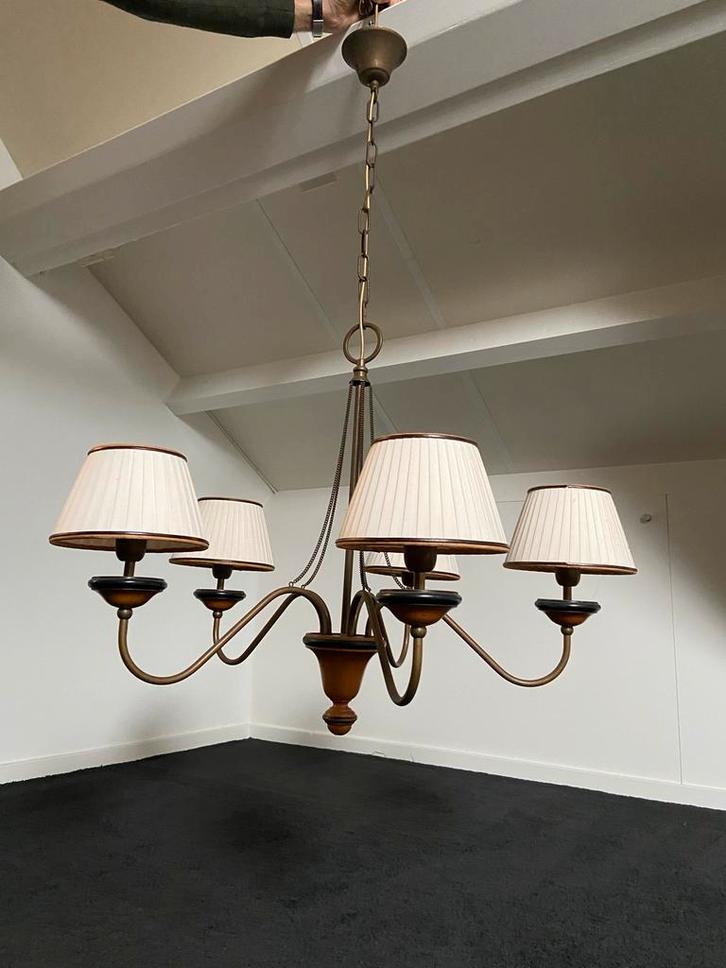 Klassieke kroonluchter met 5 lampen, Huis en Inrichting, Lampen | Hanglampen, Zo goed als nieuw, 50 tot 75 cm, Metaal, Ophalen