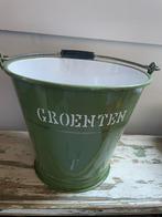 Resedagroene emaille Groenten emmer met bakkelieten handvat, Antiek en Kunst, Antiek | Emaille, Ophalen of Verzenden