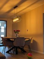 Ronde eettafel van mangohout – industrieel & warm design, Huis en Inrichting, Ophalen, Zo goed als nieuw, Rond, 100 tot 150 cm