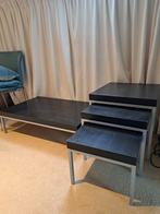 Ikea Salontafel + Bijzettafels - Zwart/Alu, Ophalen, Gebruikt, 50 tot 100 cm, 50 tot 100 cm
