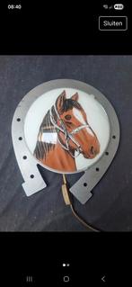 Vintage Paarden Wandlamp Hoefijzer, Gebruikt, Vintage, Ophalen of Verzenden, Glas