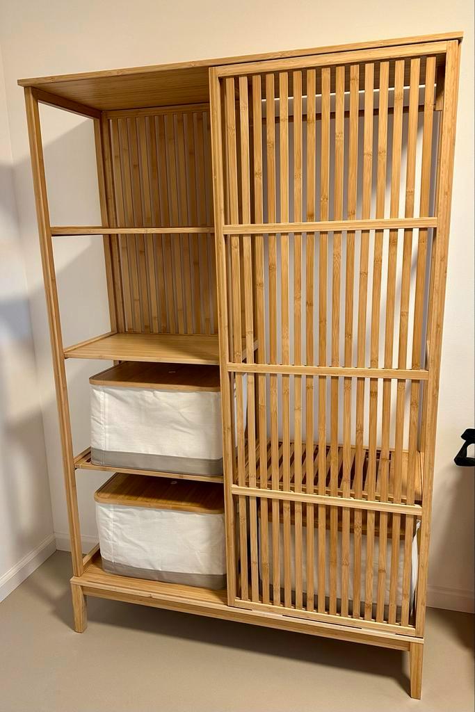 IKEA Nordkisa Bamboe Kast + 3 Manden, Huis en Inrichting, Kasten | Kledingkasten, Zo goed als nieuw, 150 tot 200 cm, 100 tot 150 cm