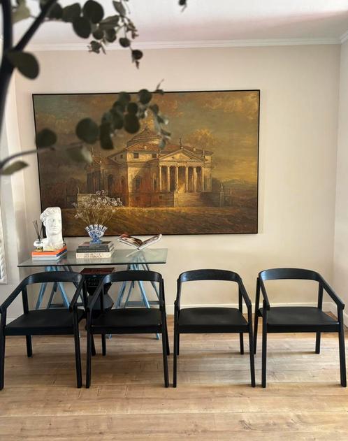 4 Zwarte japandi stoelen eetkamerstoelen deens design hout, Huis en Inrichting, Stoelen, Zo goed als nieuw, Hout, Zwart, Ophalen
