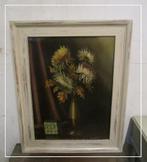 Oud brocangte schilderij in lijst, Antiek en Kunst, Ophalen of Verzenden