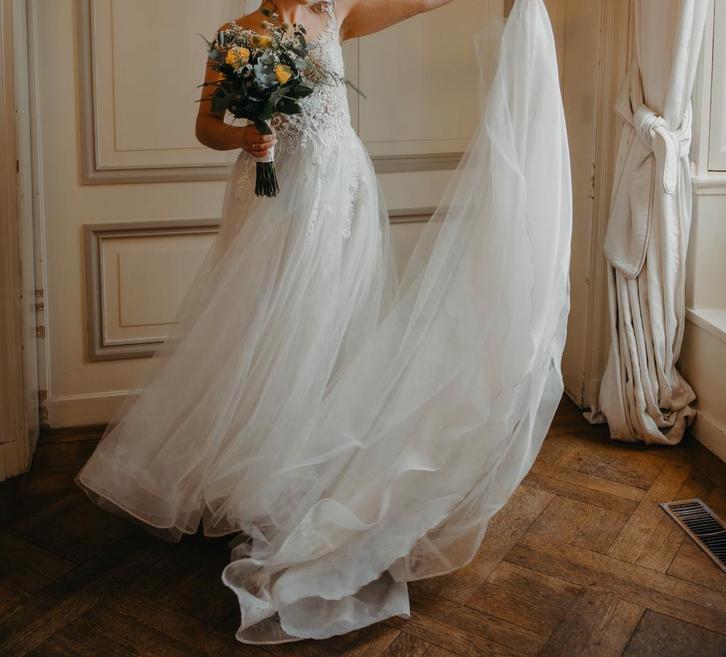 Trouwjurk Milla Nova maat 38, Kleding | Dames, Trouwkleding en Trouwaccessoires, Zo goed als nieuw, Trouwjurk, Wit, Ophalen of Verzenden