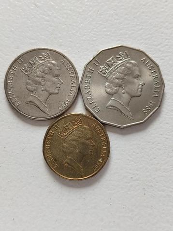 Australië 20 cents 1995 - 50 cents 1988 en 1 dollar 1997 beschikbaar voor biedingen