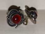 Sterling zilver carneo oorbellen, oranje/rood edelsteen stek, Sieraden, Tassen en Uiterlijk, Oorbellen, Ophalen of Verzenden, Zo goed als nieuw