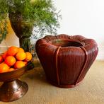 XL Pencil reed rattan rotan bloempot vintage, Ophalen, Rond, Aardewerk