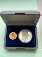 Gouden tientje 1877 in cassete met zilveren penning 25 gram, Postzegels en Munten, Munten | Nederland, Ophalen of Verzenden, Koning Willem III