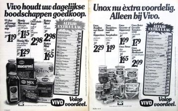 6 vintage advertenties reclames Vivo supermarkt 1980 beschikbaar voor biedingen