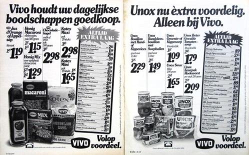 6 vintage advertenties reclames Vivo supermarkt 1980, Verzamelen, Merken en Reclamevoorwerpen, Gebruikt, Verzenden
