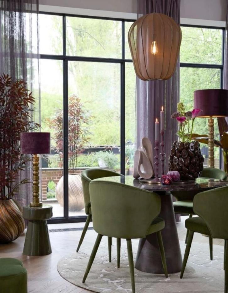 Light & Living - Groene hanglamp Plumeria Ø 50cm, Huis en Inrichting, Lampen | Hanglampen, Nieuw, Minder dan 50 cm, Metaal, Stof