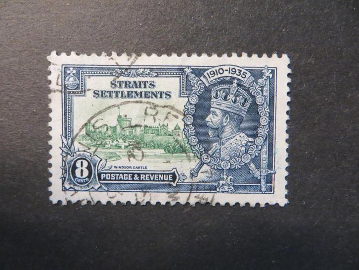 A06042: Straits Settlements GV 8 c, Postzegels en Munten, Postzegels | Azië, Ophalen of Verzenden