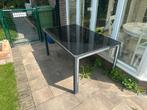 Tuintafel Zwart Metaal/Glas 150x90, Tuin en Terras, Ophalen, Gebruikt, Rechthoekig, Metaal