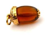 Prachtige vintage grote glazen Eikel ketting hanger, verguld, Verzenden, Zo goed als nieuw, Overige kleuren, Glas of Kristal