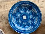 Antiek Blauw Bord - Decoratief, Gebruikt, Porselein of Keramiek, Schaal, Rond