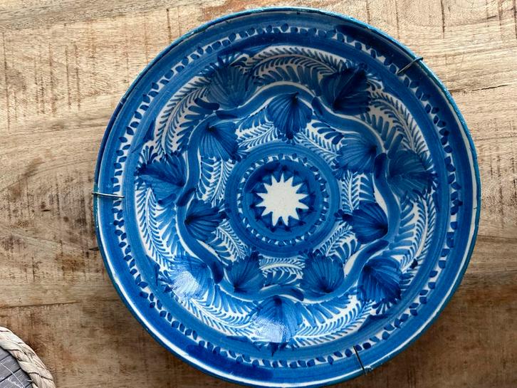 Antiek Blauw Bord - Decoratief, Huis en Inrichting, Woonaccessoires | Schalen en Manden, Gebruikt, Schaal, Rond, Porselein of Keramiek