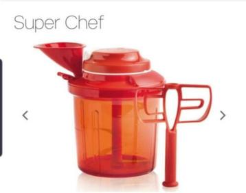 NIEUWSTAAT Super chef met 3 messen van TUPPERWARE ROOD beschikbaar voor biedingen
