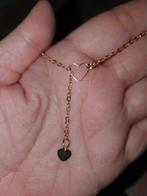 goudkleurige doorrijg ketting met hartjes, Sieraden, Tassen en Uiterlijk, Kettingen, Ophalen of Verzenden, Nieuw, Goud, Overige materialen