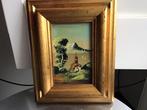 Japans schilderijtje,japans landschap olieverf schilderij, Antiek en Kunst, Kunst | Niet-Westerse kunst, Ophalen